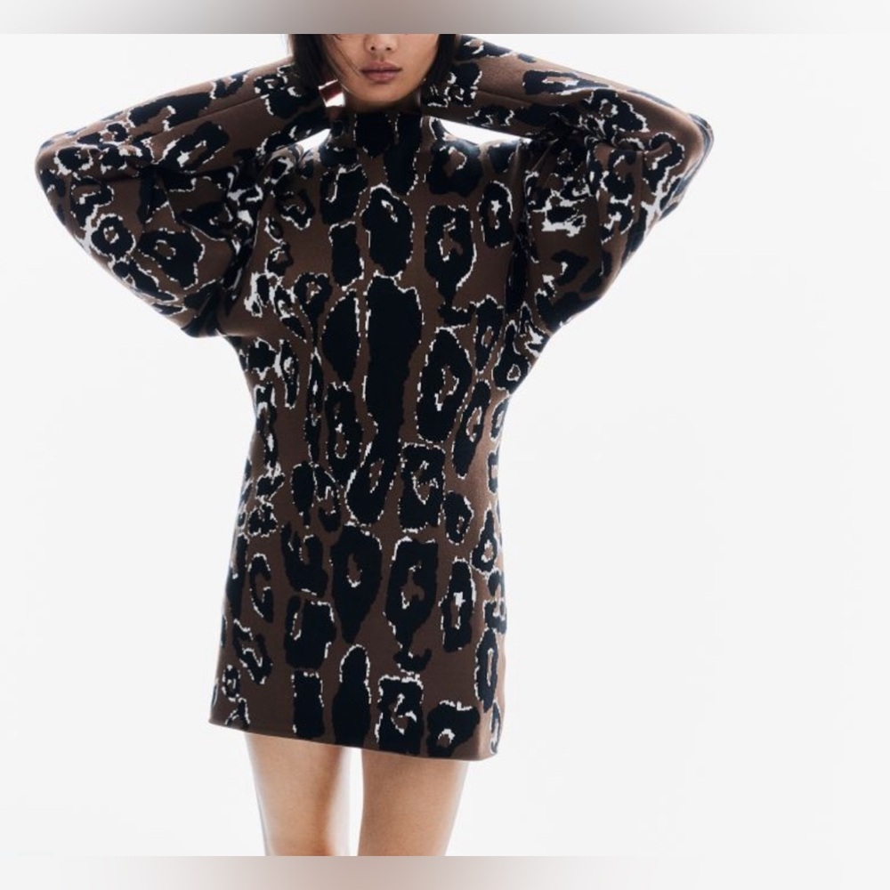 Jacquard knit mock turtle neck sweater - Picture 1 of 9